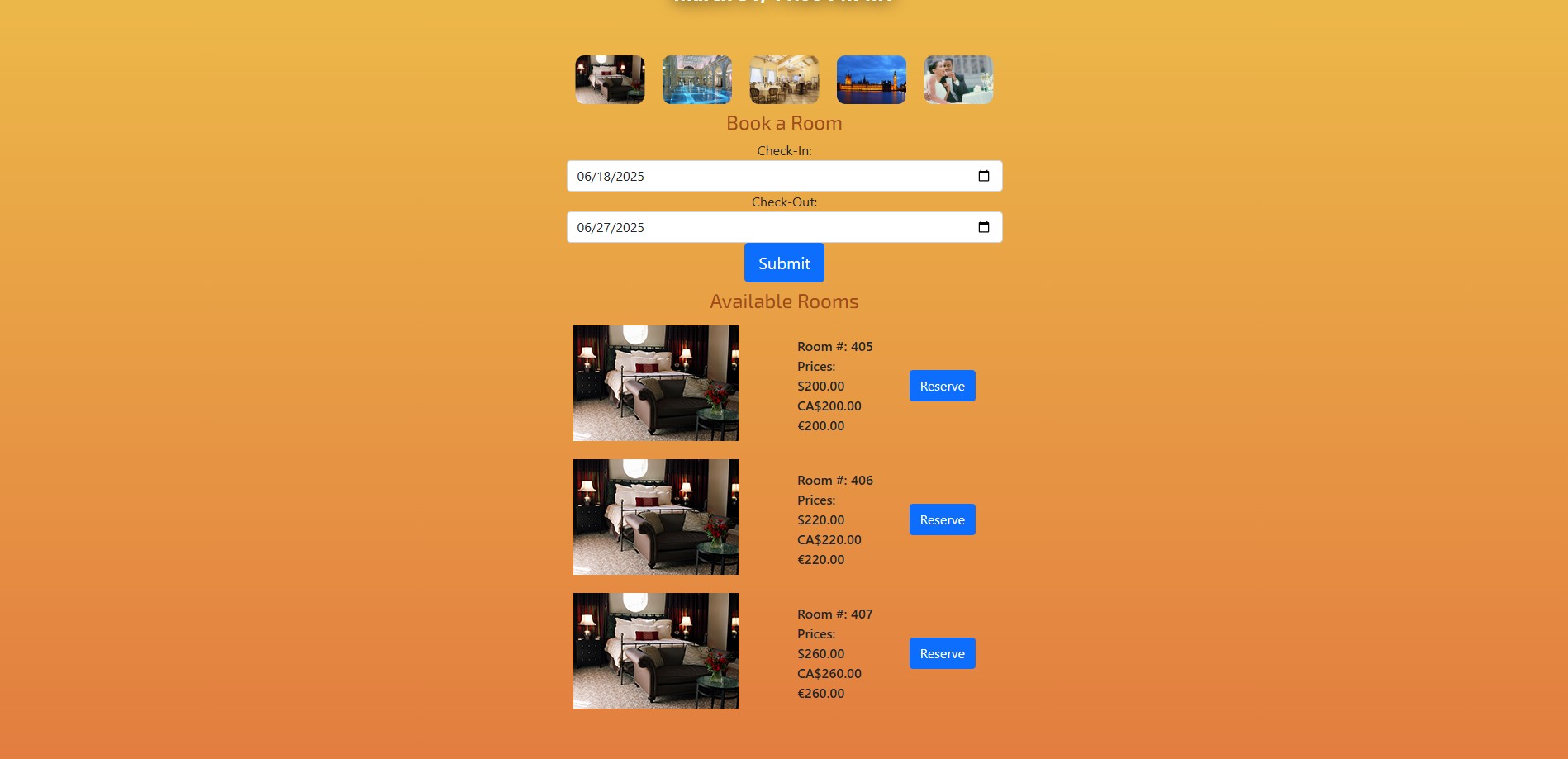 An image of the reservation hotel website.